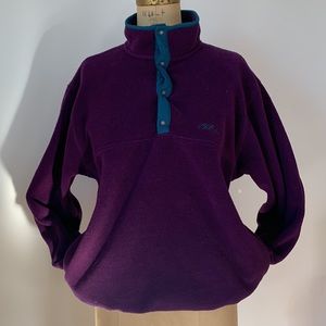 Vintage L.L.Bean purple fleece 1/4 snap pullover with pockets L
